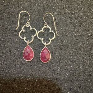 925 silver with  Ruby  stone earings , vintage